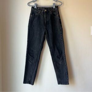 ZARA Black Wash High Rise Straight Leg Jeans Raw Hem Size 2 Grunge